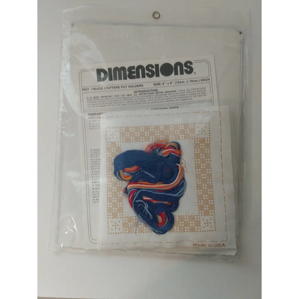 Dimensions Calico Critters Pot Holders Stamped Cross Stitch Kit 3037 Duck Pig